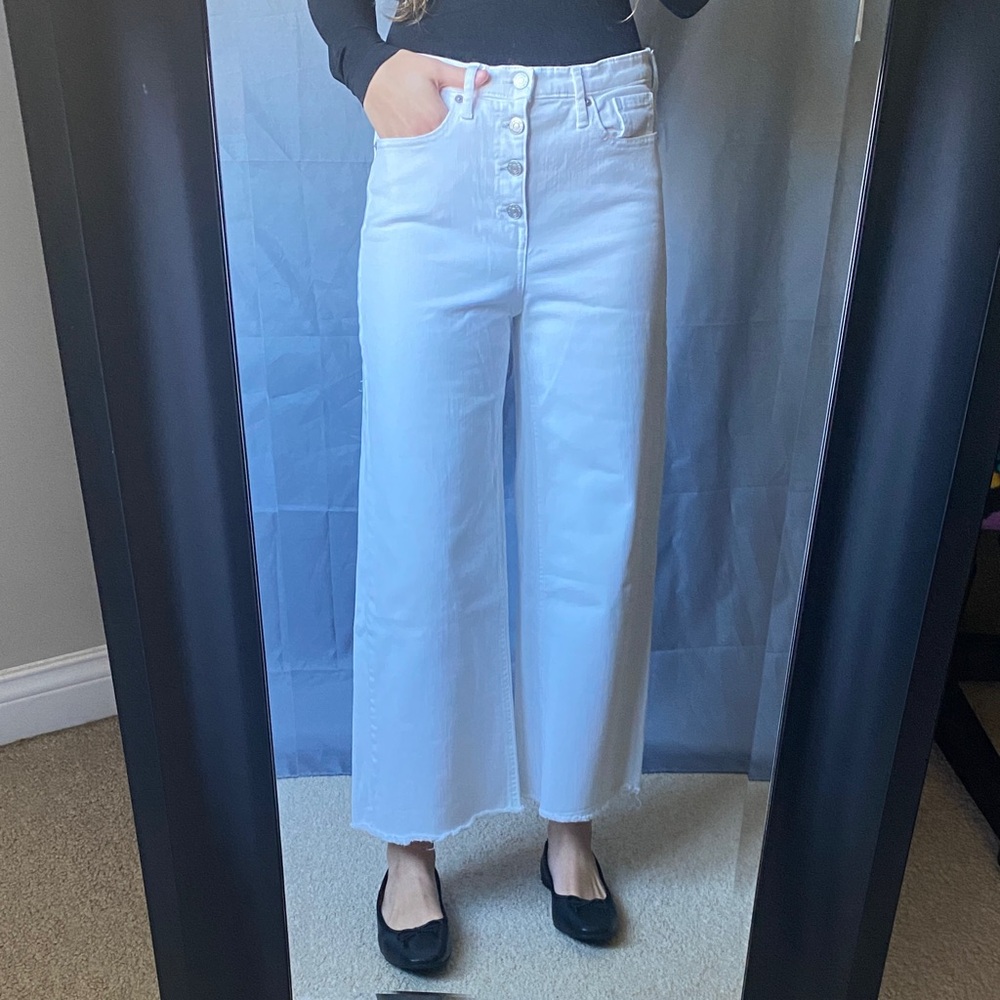 Elegant Banana Republic 29/8 White Button Fly Wide-Leg Crop Jeans - Picture 2 of 9